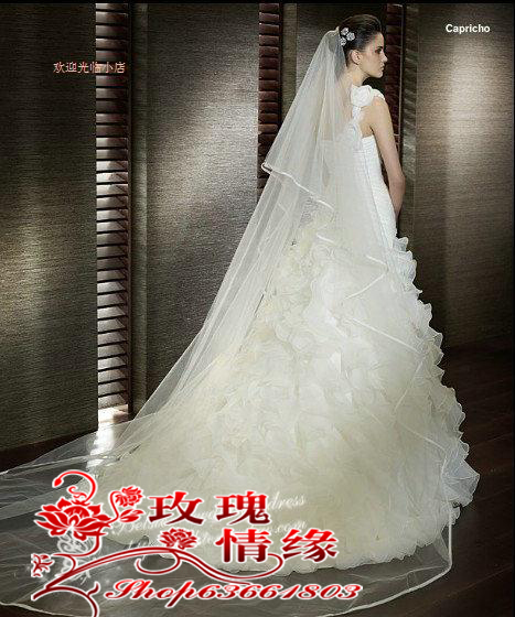 2012 big train veil ultra long wedding dress veil 3 meters veil