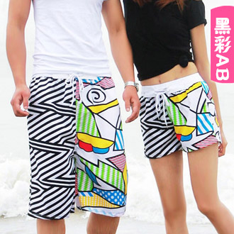 2012 black ab lovers beach pants beach wear quick-drying female shorts plus size