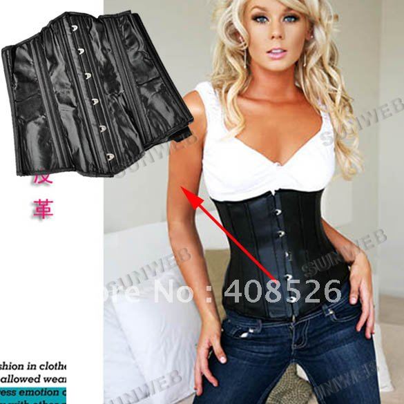 2012 Black Strapless Waist Cincher Underbust Women Sexy Corset Wholesale Retail Free Shipping Wholesale 5017