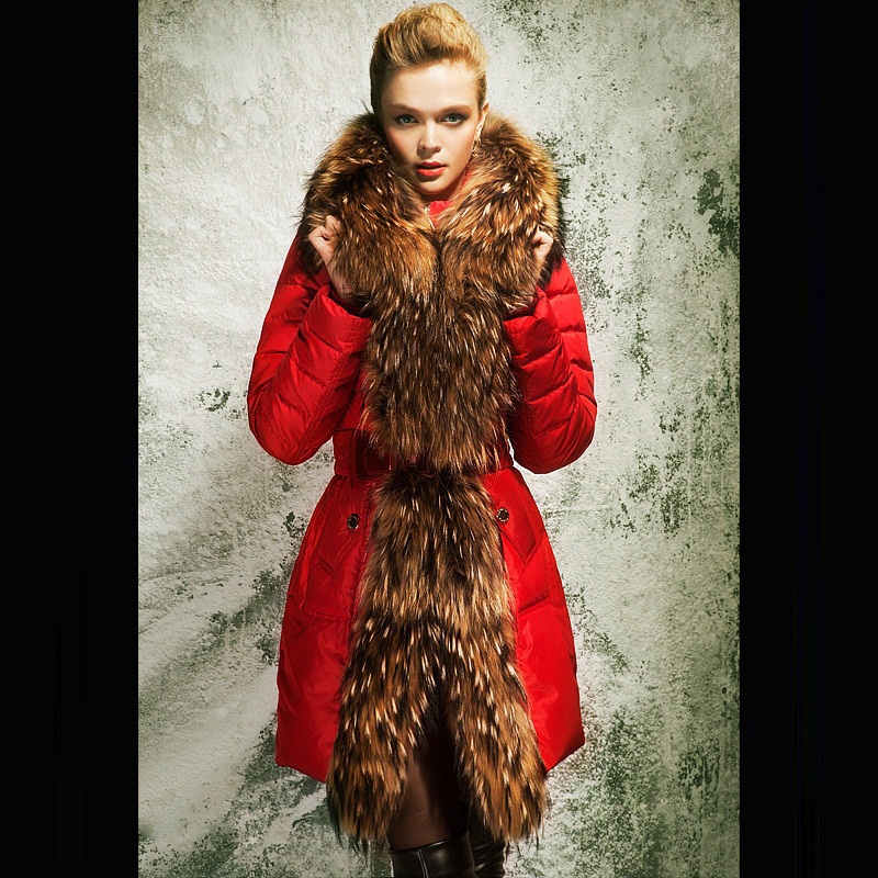 2012 blessedly large fur collar slim thickening down coat female