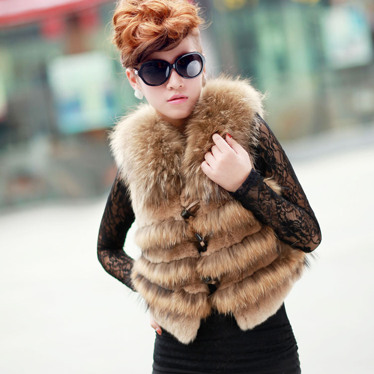 2012 bohemia fox fur rabbit fur plush thermal genuine leather vest outerwear