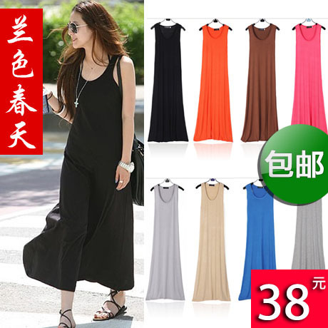 2012 bohemia full dress beach one-piece dress fashion modal tank dress summer long skirt