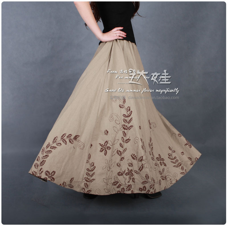 2012 bohemia national trend expansion skirt linen half-length full dress bust skirt women's Leather