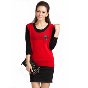 2012 bow decoration medium-long hooded twinset back leopard print sweater