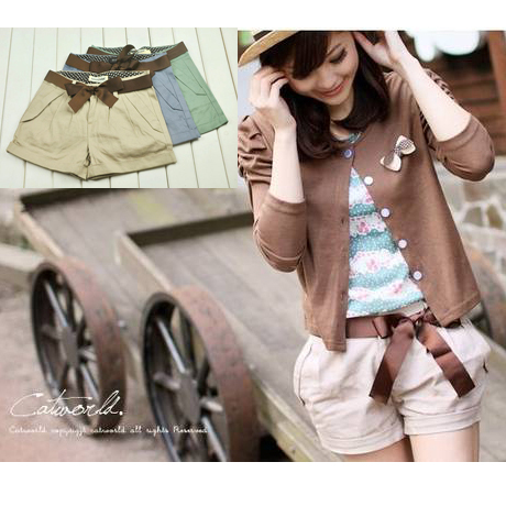 2012 bow trousers elastic waist plus size shorts female shorts culottes