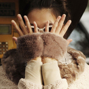 2012 brand new winter faux cony hair gloves mitring set leather Mittens with 7 colors fashion christmas gift freeshipping 10pair