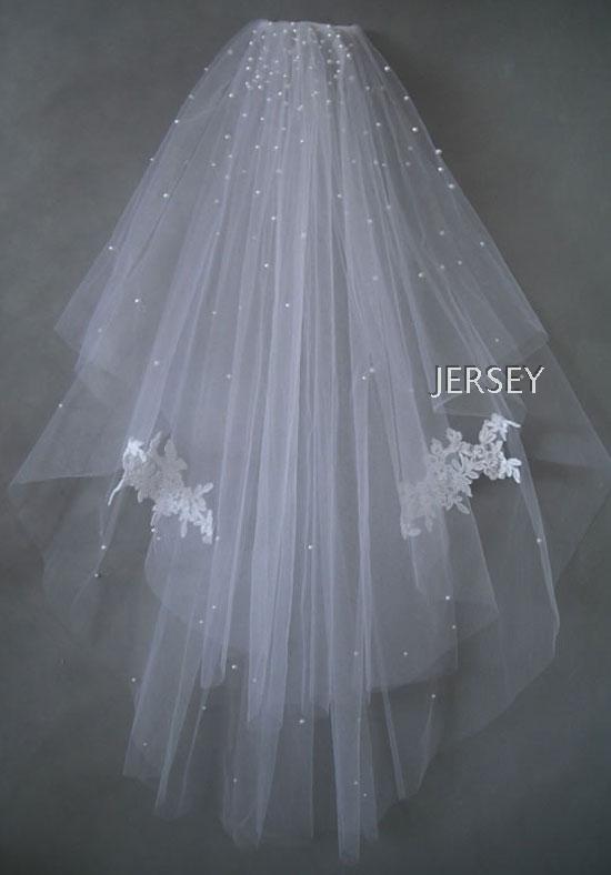 2012 bridal veil beaded applique style multi-layer veil wedding accessories v001