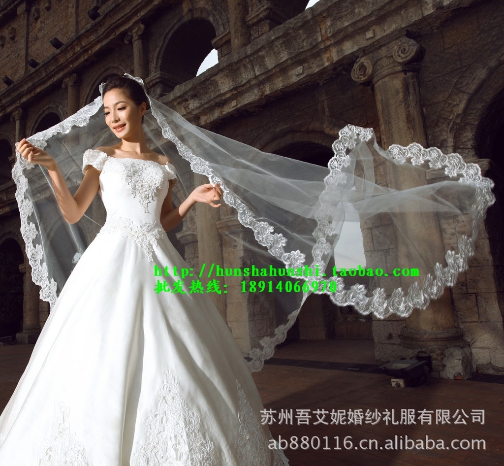 2012 bride wedding 4 meters long aesthetic elegant veil big lace decoration veil t24