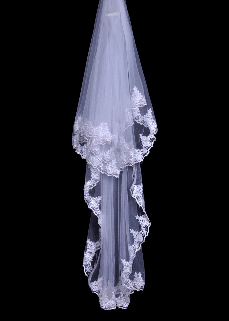2012 bride wedding accessories veil pearl vintage lace decoration veil 3 meters