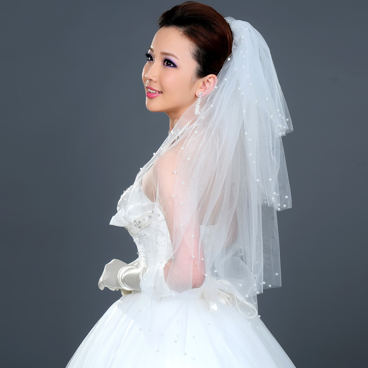 2012 bride wedding long veil pearl veil multi-layer veil aesthetic style t11
