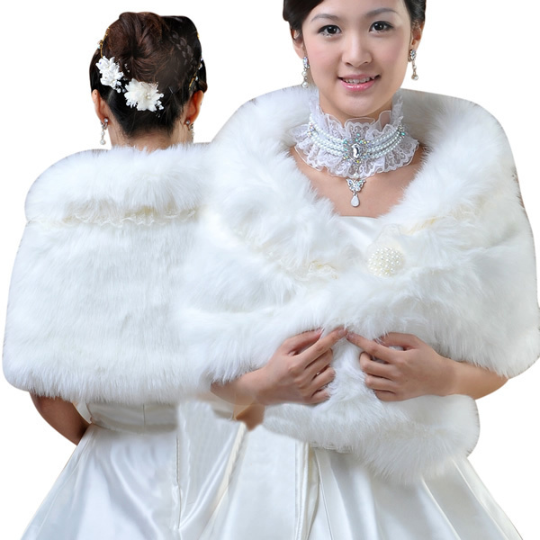 2012 bride wedding thermal fur shawl plush lace decoration cape briadl big fur wedding shawl