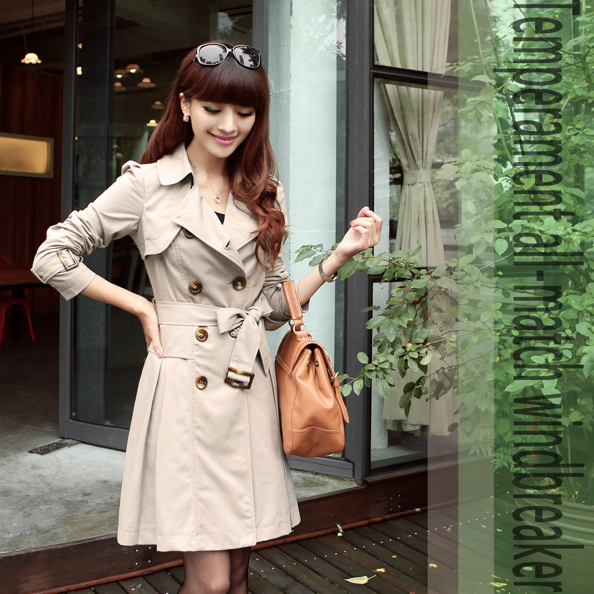 2012 brief double breasted skirt-type long design trench outerwear women's autumn