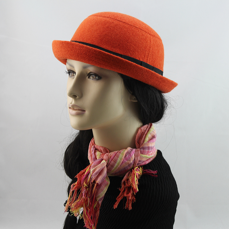2012 british style wool fedoras quality women's dome billycan roll-up hem small hat
