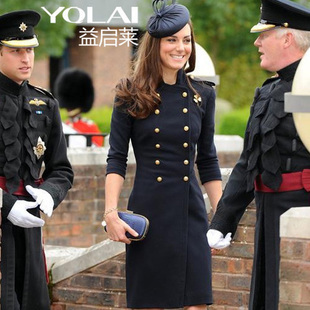 2012 British style [YZ086] women's fashion stand collar double breasted overcoat outerwear trench free shipping