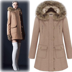 2012 British style[YZ090]fashion women's winter woolen long trench, outerwear fur collar thick overcoats jackets free shipping