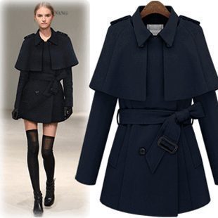 2012 BRITISH STYLE[YZ092] women's autumn winter woolen trench, outwear, wool &blends thick overcoats free shipping
