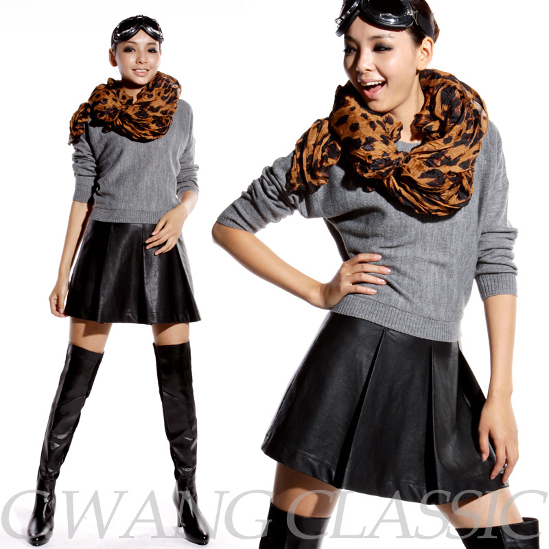 2012 bust skirt pleated leather skirt fashion vintage motorcycle PU skirt all-match high waist slim