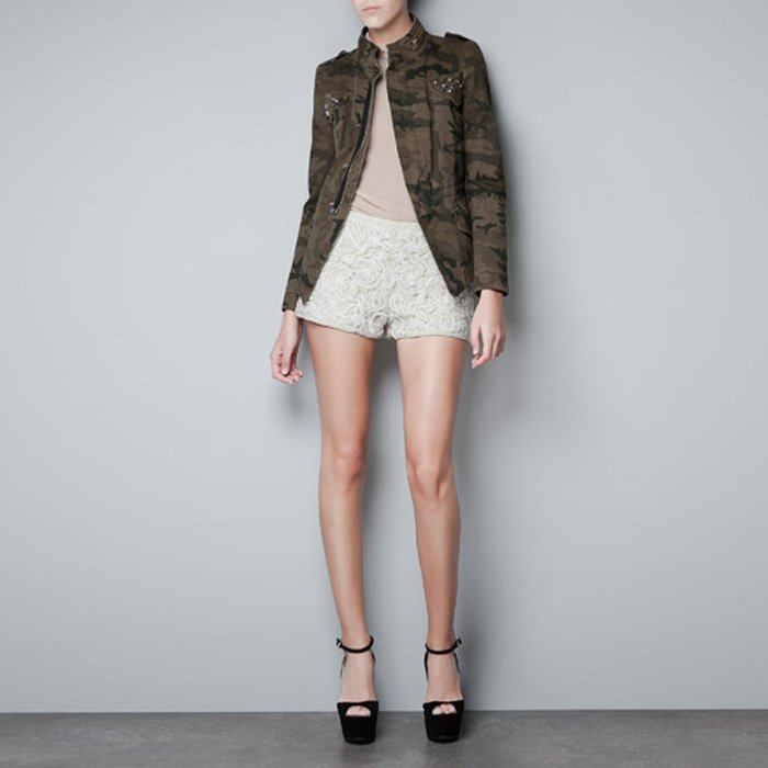 2012 Camouflage DroppedWaist Diamond Short Jacket Women 8746