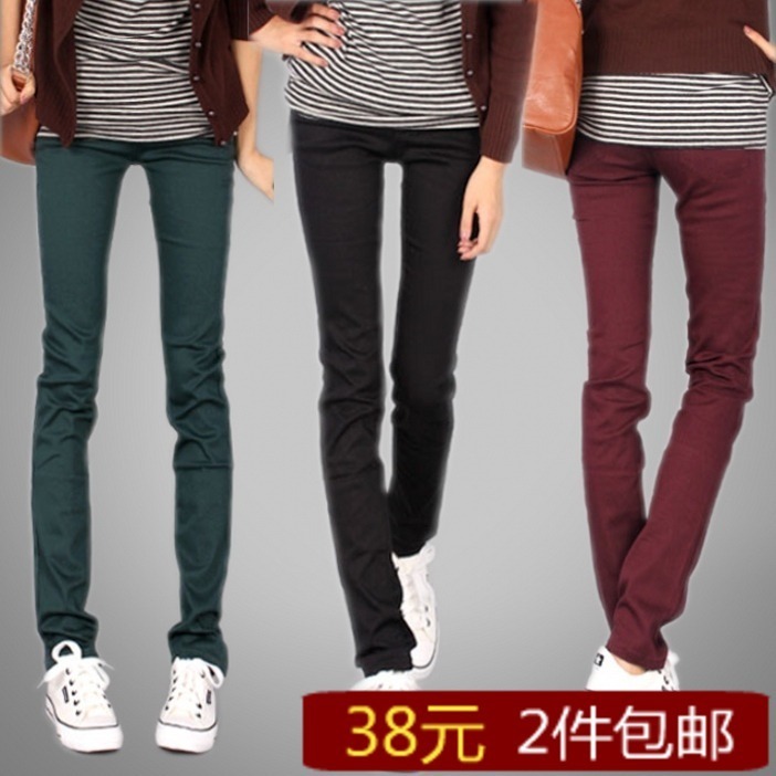 2012 candy color elastic plus size multicolour legging trousers jeans thin female trousers