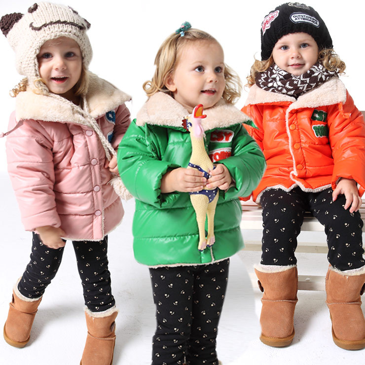 2012 candy color embroidery letter clip cotton-padded coat male female child top fashion