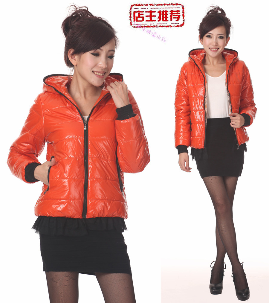 2012 candy color outerwear with a hood slim short design down coat female