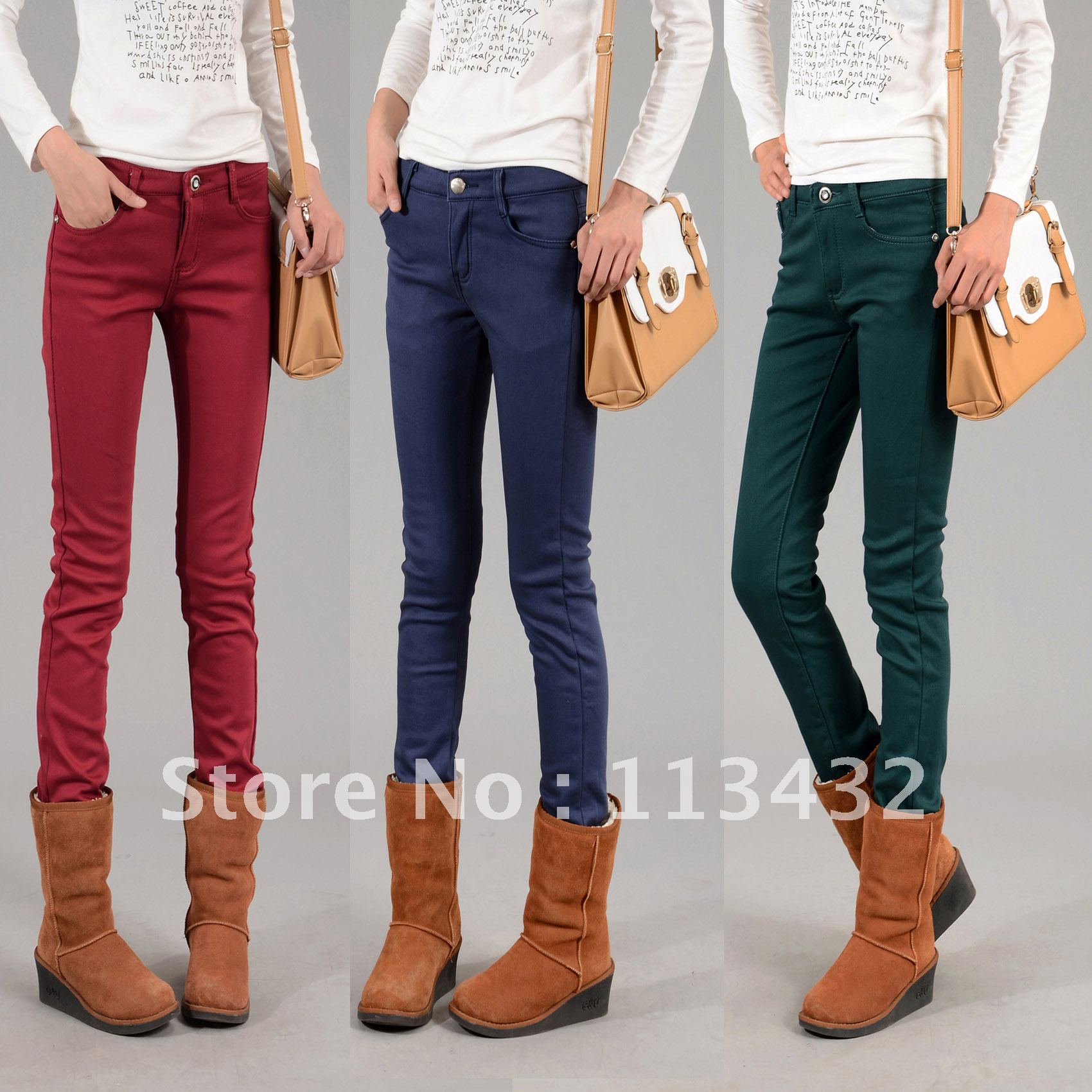 2012 candy color plus velvet thickening denim legging female trousers pencil pants