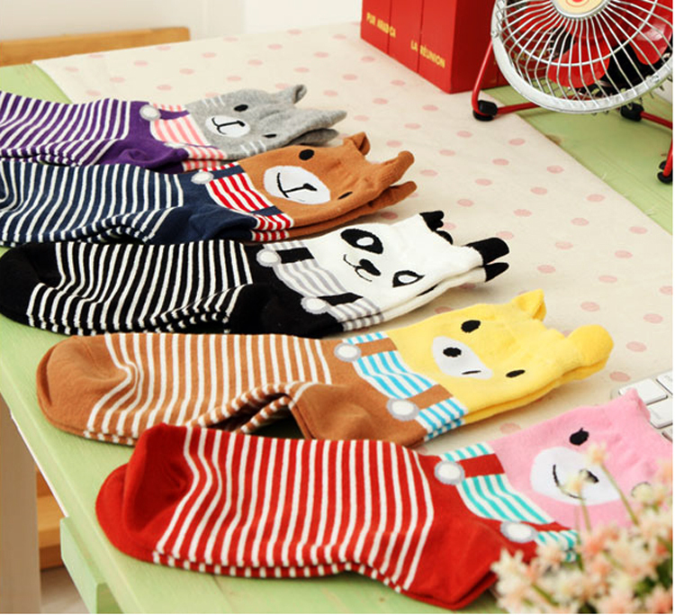 2012 cartoon small animal 100% cotton breathable Women short socks cotton socks dw192