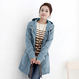 2012 casual elegant medium-long hooded overcoat