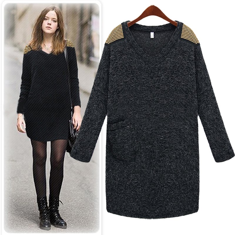 2012 casual lady  woolen sweaters, one-piece dress style women's knitting long sweater free shipping [YZ013]