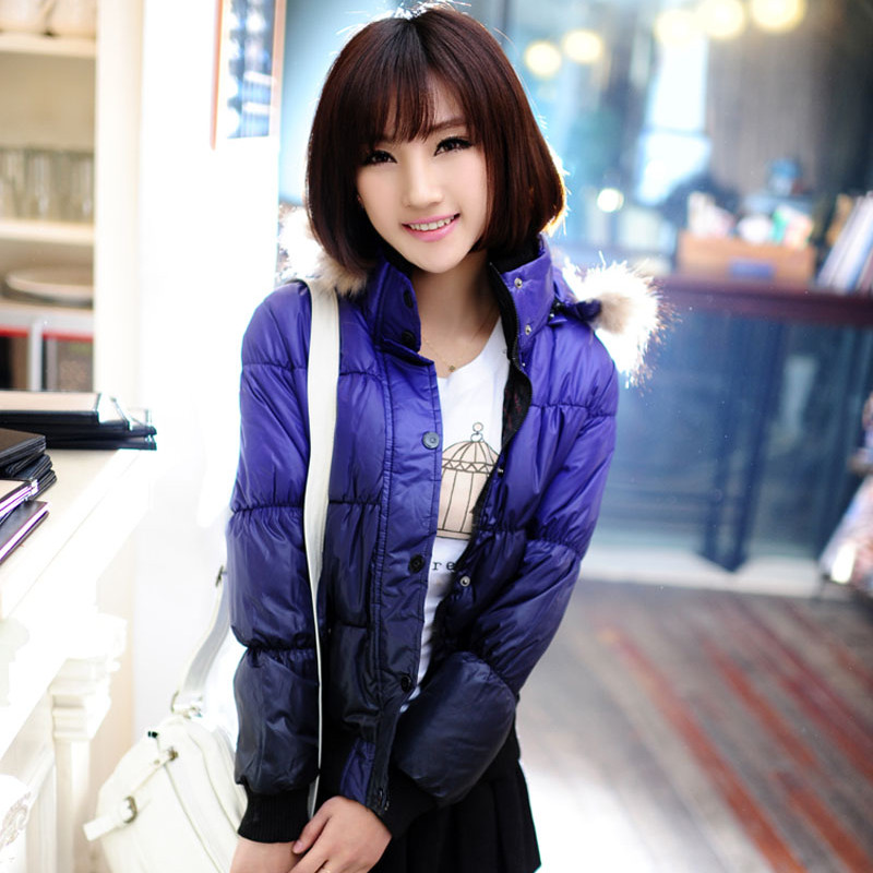 2012 casual women's star style change color fox fur cotton-padded jacket female cotton-padded jacket