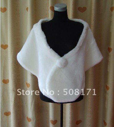 2012 Charming New Without tags Bride shawl Ivory Faux Fur Stole Wrap Shrug Bolero Coat wedding Shawl