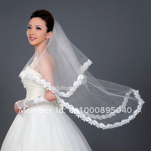2012 Charming  New Without Tags White / Ivory  Wedding Veils Bridal Veils Without Comb One Layer  Veils