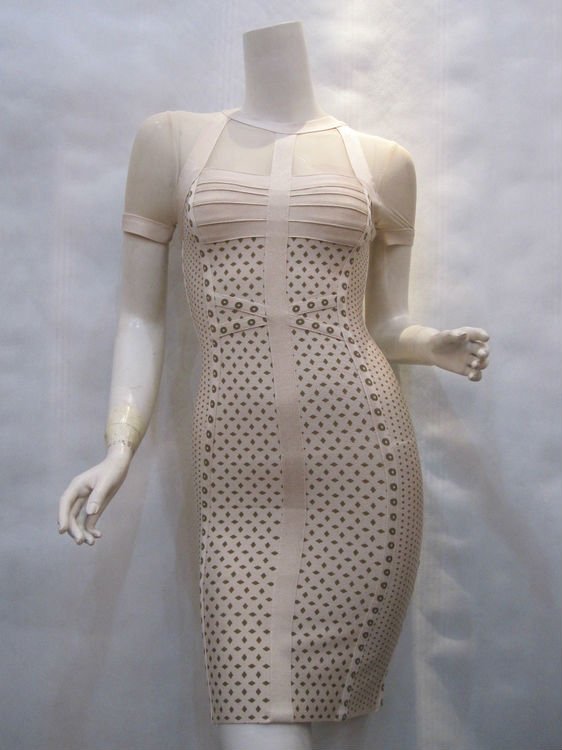 2012 cheap stock spendex blue/beige lace bandage dress