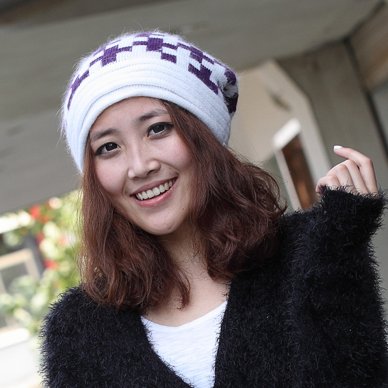 2012 check fashion women's knitted hat lacing pirate hat winter warm hat  Free sipping