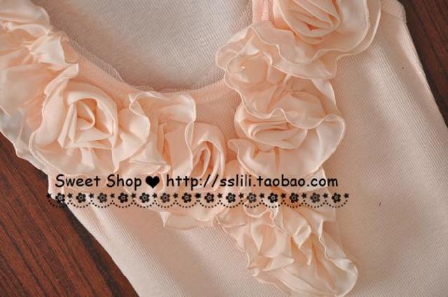 2012 ! chiffon three-dimensional rose thread cotton basic vest spaghetti strap free shipping