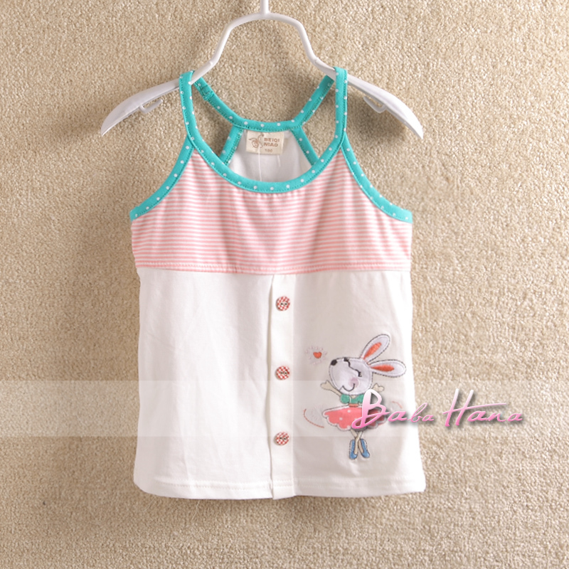 2012 child baby girls clothing cotton 100% t-shirt vest spaghetti strap top basic shirt