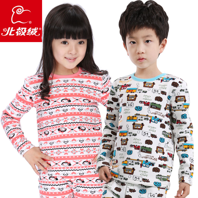 2012 child colorful velvet print thermal underwear set