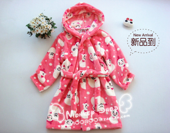 2012 child coral fleece robe lounge robe hooded thickening flannel snowily