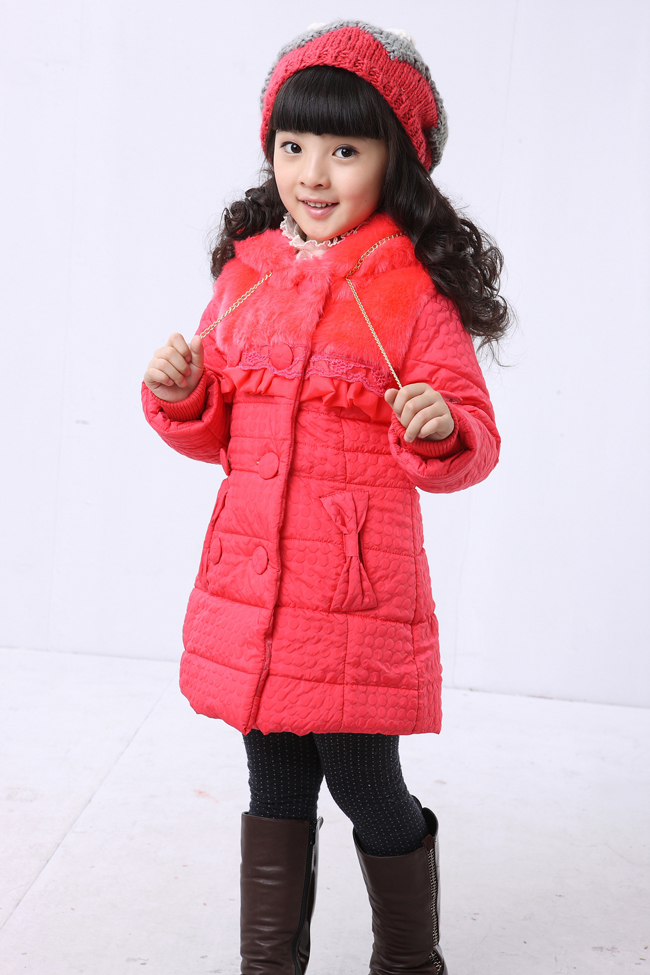 2012 child cotton-padded jacket children's clothing female child wadded jacket winter trench outerwear high quality