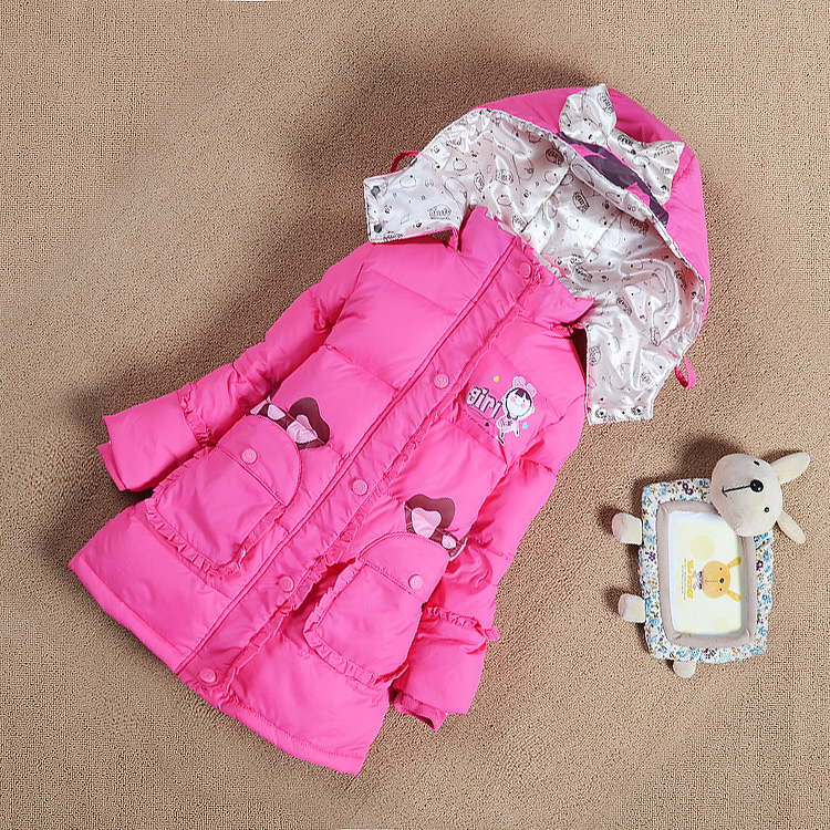 2012 child down coat female child small bow winter outerwear