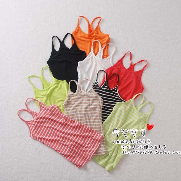 2012 child girls clothing all-match t-shirt spaghetti strap top tank 100% cotton modal