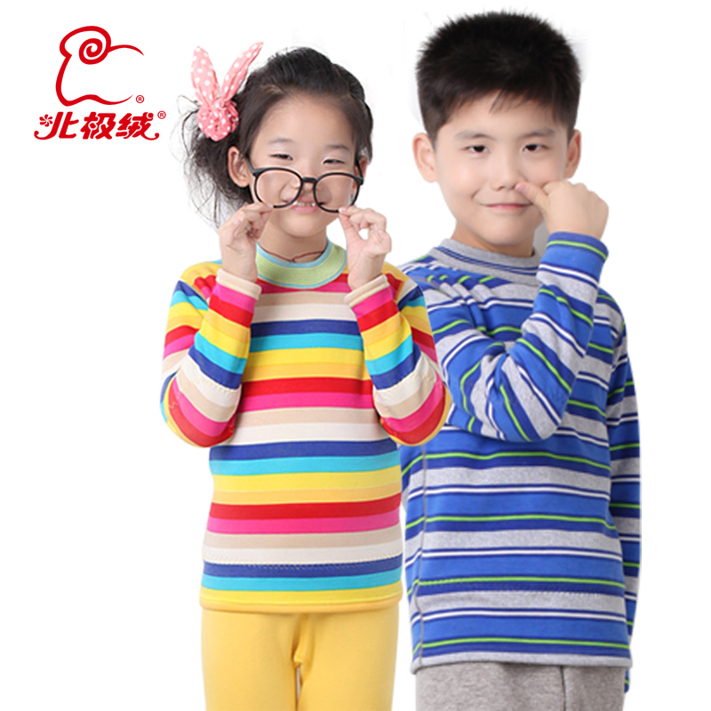 2012 child gold goatswool children's clothing set male female child plus velvet thickening thermal underwear