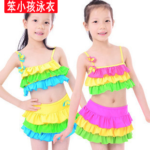 2012 child swimwear female child bikini swimwear split skirt child swimwear