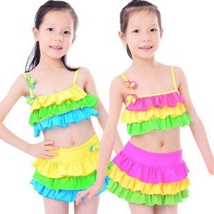 2012 child swimwear female child split skirt bikini girls little princess swimwear