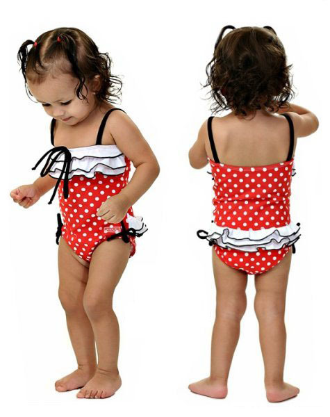 2012 child swimwear little girl child swimwear dots child one-piece swimsuit cap