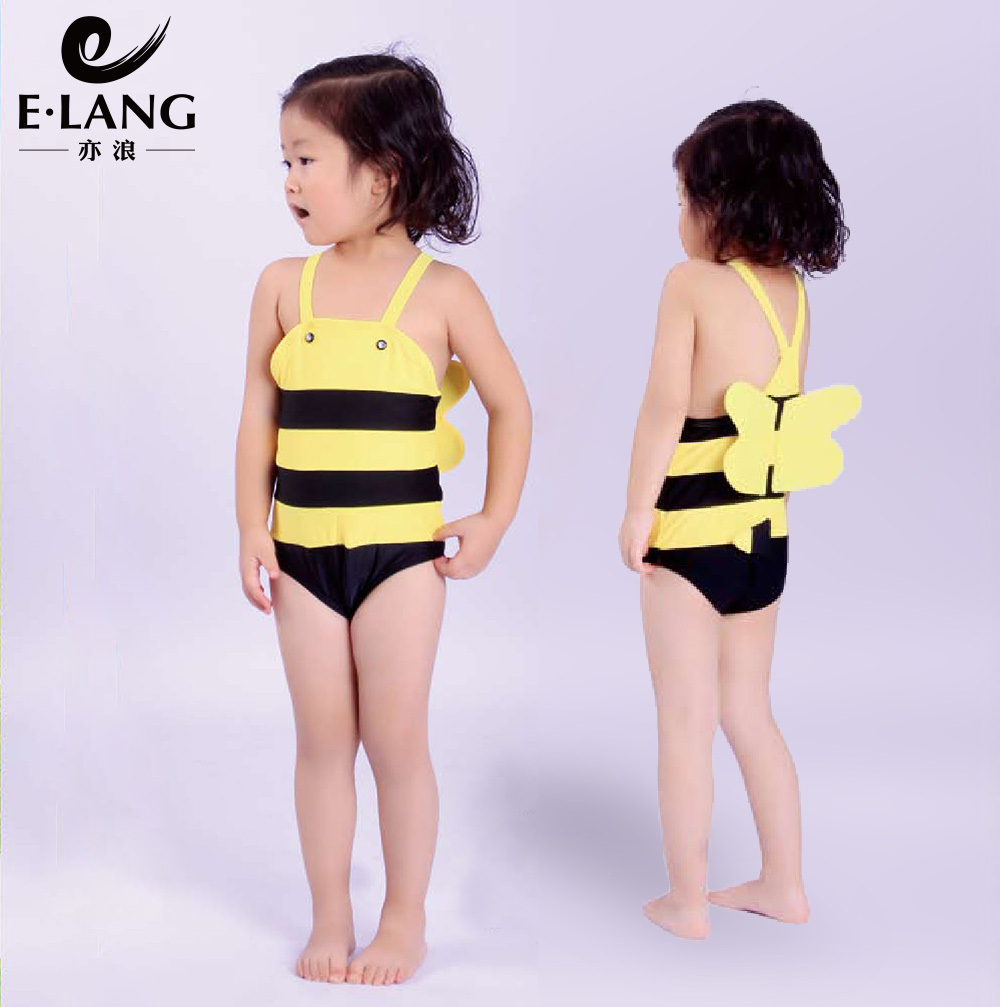 2012 child swimwear male girl swimwear one-piece swimsuit bee hat 1 - 8