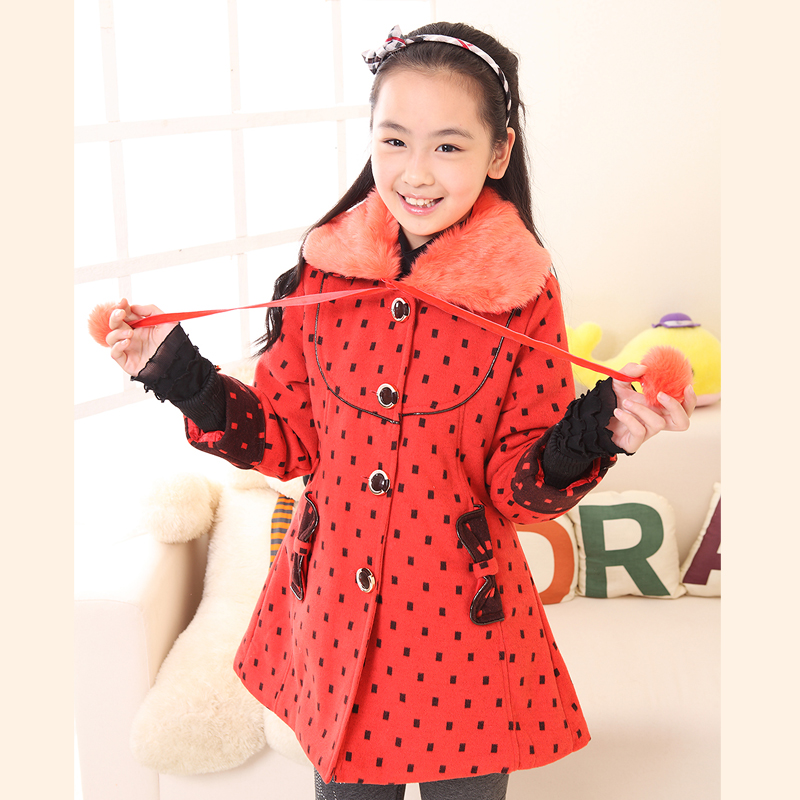 2012 child winter female child cotton-padded winter wool trench coat outerwear wadded jacket