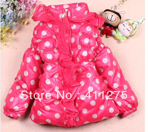 2012 children/kid/kids winter and autumn  girls clothing/coat/coats dots red yellow  jacket/jackets/outerwear WYF