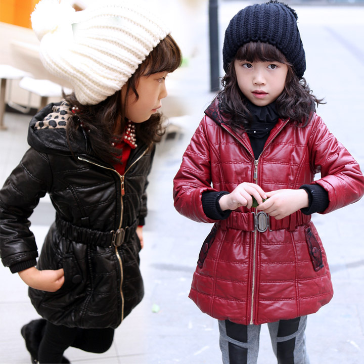 2012 children's autumn and winter clothing female child cotton-padded jacket lace long design slim waist wadded jacket