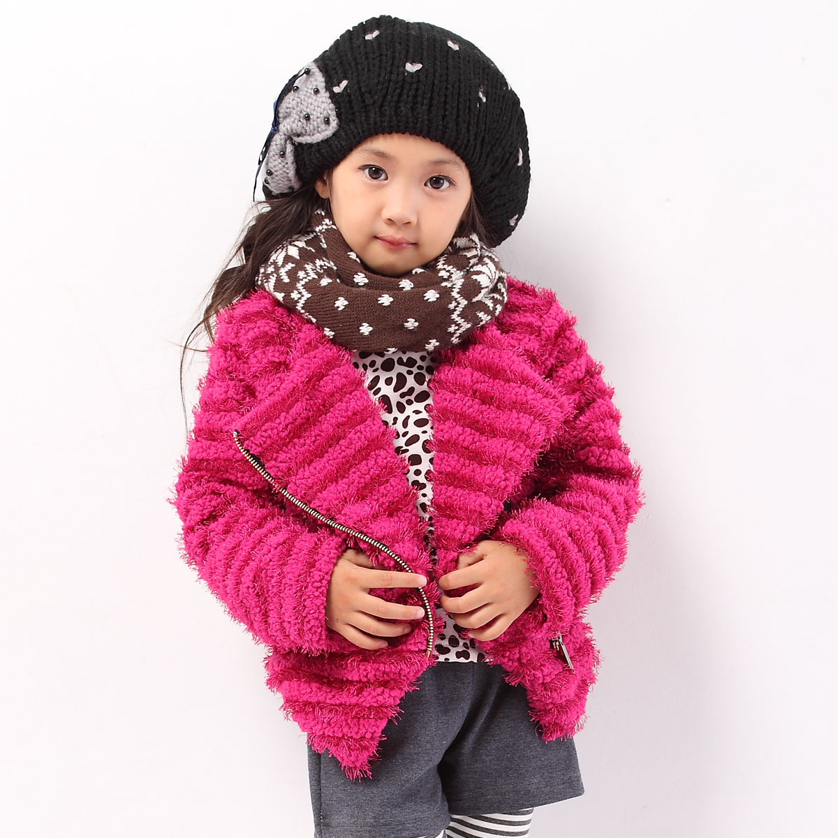 2012 children's clothing autumn and winter female child outerwear child fur overcoat cardigan thickening thermal short design